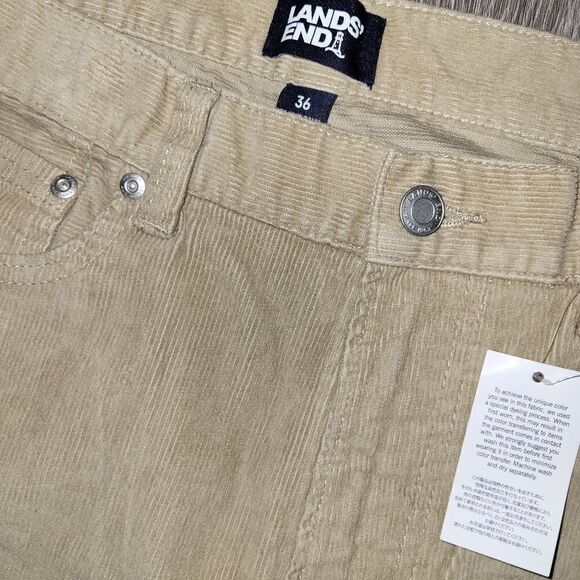 Land's End Mens Traditional Fit Corduroy Pant Size 36 Tan NWT - Picture 4 of 6
